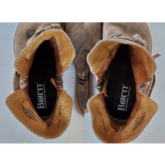 Born Tarkiln Brown Distressed Leather Ankle Boots with Accent Lacing - Size 9.5 - Picture 9 of 11